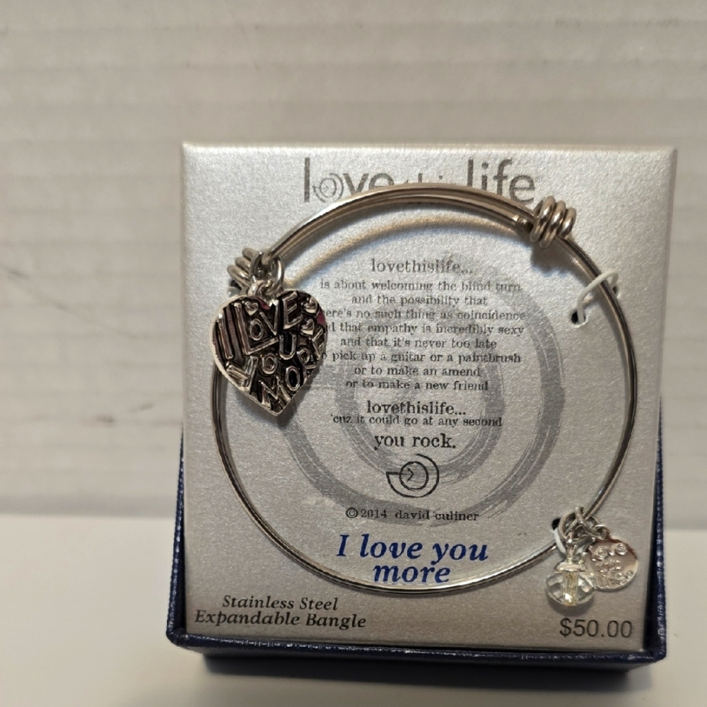 David Culiner Silver Plated "I LOVE YOU MORE" Expandable Bangle